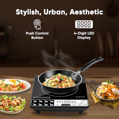 Image of Cadlec CookFusion 2000W Induction Cooktop | 7 Cooking Modes, Auto Shut-Off, Over-Heat Protection, LED Display, BIS Approved, 2-Year Warranty | Black