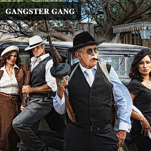 Image of Toulite 12 Pcs Hats Gangster Hat for Men Women 1920s Party Gentlemen Unisex Hat Felt Mobster Men's Costume Headwear, 3 Styles, 21.5 Inch Head Circumference