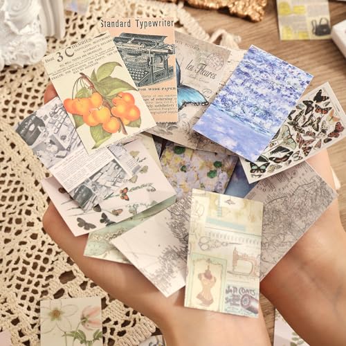 Image of 6 Sets 300 Pcs Washi Stickers Set Vintage Aesthetic Sticker Book for Journaling Decorative Scrapbook Floral Paper Sticker Kit for Scrapbooking, Bullet Journal, Art Craft Gifts, Notebook Making
