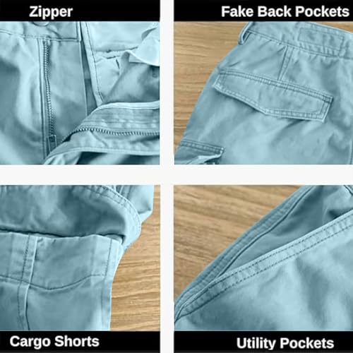 Image of Mens Hiking Cargo Shorts Baggy Lightweight Casual Twill Shorts Summer Outdoor Work Breathable Short Multi Pockets