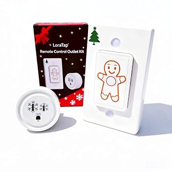LoraTap Remote Control Outlet Christmas Tree Light Switch Wireless Wall Switch 100ft Indoor Range On/Off Outlet for Holiday Lights & Small Appliances Pre-Programmed & No Wiring