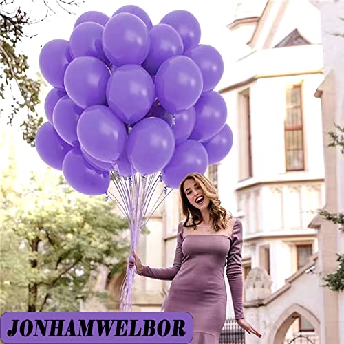 Image of Jonhamwelbor Lavender Purple Matte Latex Balloons 12 Inches 100 Pack Light Violet Wedding Baby Shower Party Decorations