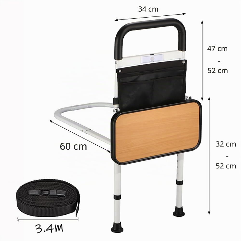 Sponde Letto Anzian,Imaniglia Letto Anziani Per Alzare,Adjustable Bed Assistance Tracks, with Bag,Corda di sicurezza Fall Prevention,Sensore luminoso staccabile, tavolo pieghevole ,for Elderly,Adults