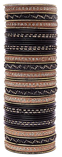 Image of NMII Non-Precious Metal with Base Metal Spreads with Zari Glossy Finished Premium Traditional Bridal Chuda Bangle set for Women and Girls