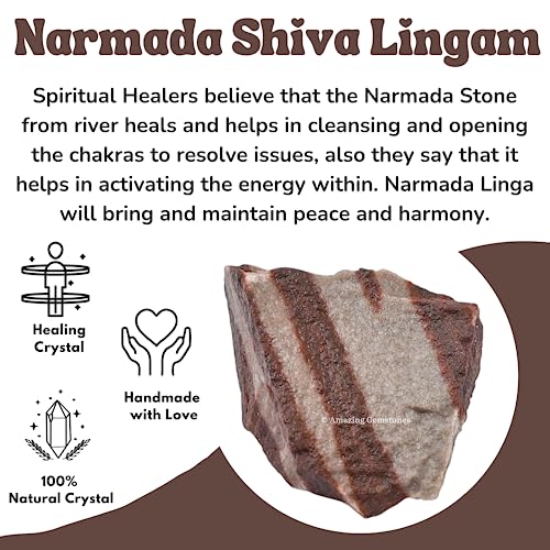 Image of Amazing Gemstone 2 Pieces Narmada Shiva Lingam Raw Crystals and Healing Stones, Natural Rocks for Tumbling and DIY Raw Stones and Crystals