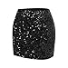 Formeet17 Women's Glitter Sequin Skirts Stretch Night Out Party Club Skirts (X-Large, Black)
