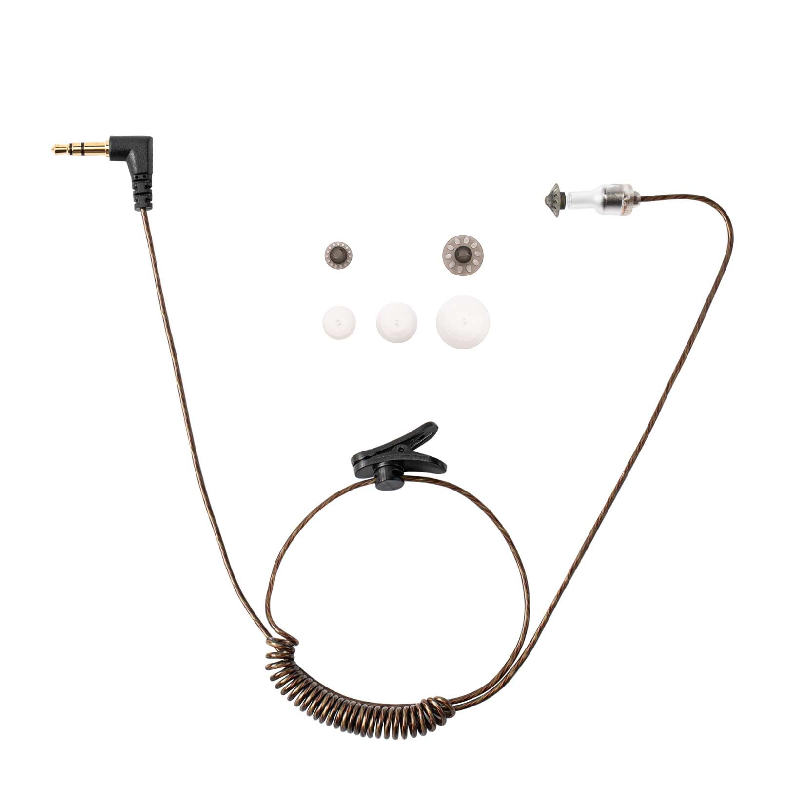 Tubeless Covert Security FBI Police 3.5mm /1 Pin Listen Only Earpiece Headset for Remote Speaker Mic Motorola Kenwood Two Way Radio (22" Cable Brown)