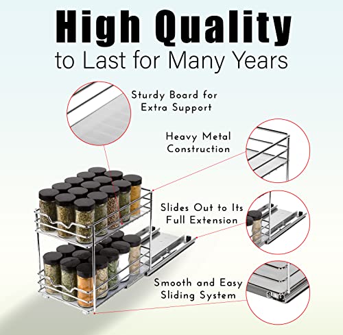 Holdn’ Storage Spice Rack Organizer For Cabinet, Heavy Duty - Pull Out Spice Rack 5 Year Warranty- 6-1/2"Wx10-3/8 Dx8-7/8 H Requires A 6.9” Cabinet Opening #TOP2