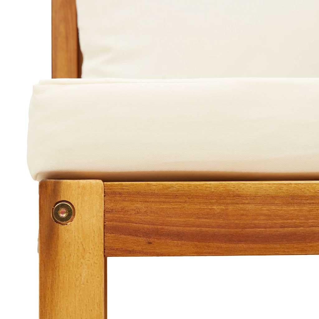 Sofa ogrodowa bez podłokietników z poduszkami modułowa drewno akacjowe rattan PE czarny kremowy taras balkon meble ogrodowe zestaw wypoczynkowy zmywalny pokrowiec