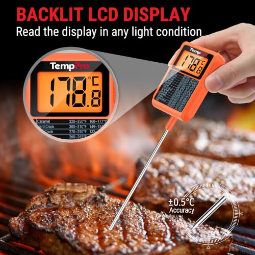 TempPro Fleischthermometer Grillthermometer Zuckerthermometer Thermometer – Ansicht 5
