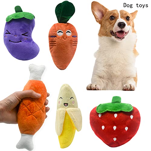 GWAWG 5 Stück Plüsch-Welpenspielzeug, weicher Stoff für Hunde, quietschendes Spielzeug für Haustier, Welpen, Kauspielzeug, interaktives Spielzeug für Hunde, wenn es langweilig ist