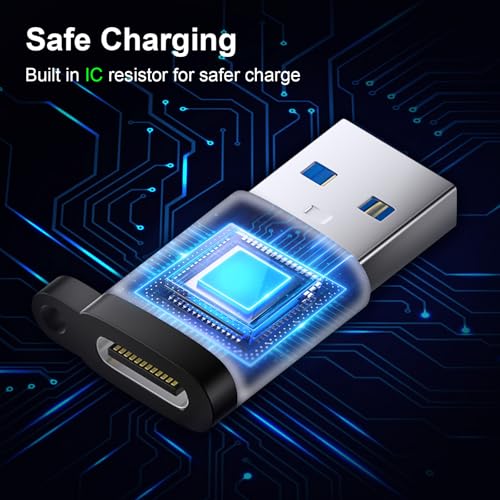 USB C Female to USB Male Adapter 3 Pack, OTG Converter, Type C to USB A Charger Cable Converter Compatible for Apple Watch iPhone 16 15 14 13 AirPods 3 MacBook Samsung S24 Nintendo Switch Car - Image 6