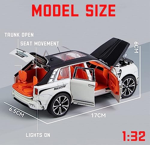 Image of 1:32 Scale Rolls Royce Cullinan Masory Toy Car | Metal Pullback Diecast Car for Kids with Openable Doors, Sound, Light Effects Toy for Car Enthusiasts (Color As Per Available), White