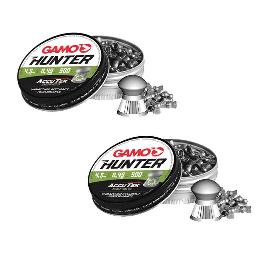 ECOMMUR Balines Gamo ACCUTEK Hunter (4,5MM) | 500 uds por Caja. 0,49 g por balín. Pack de 2 Cajas. Balines de aleación. Rápidos, precisos y penetrantes.