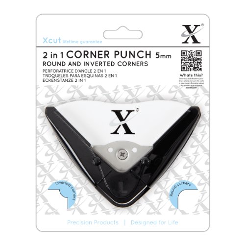 Xcut Corner Punch - 2 in 1 (5mm Radius), One Size, Black White