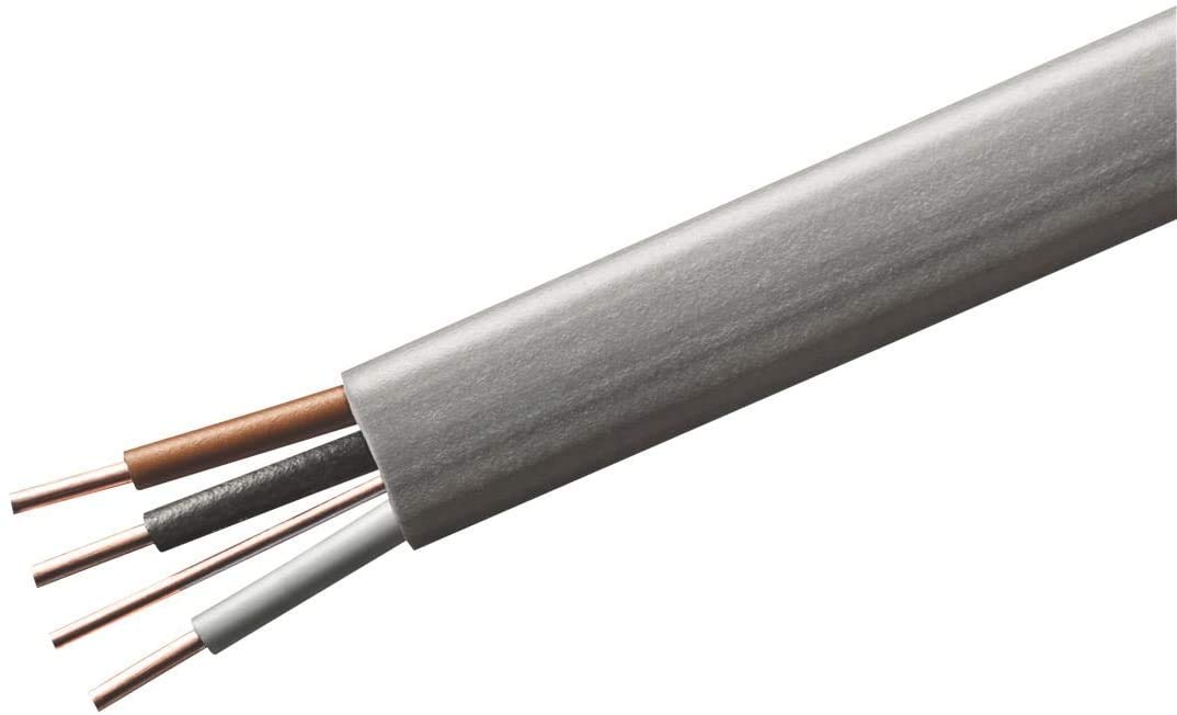 Merriway Grey Bh07599 3-Core And Earth Flat Cable 1.5Mm X 10 Metres (33 Feet),