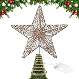 Puntale per albero di Natale, alimentato a batteria, a LED, a forma di stella, puntale illuminato, per festival, matrimoni, feste, ufficio, Capodanno, vacanze, bar, casa