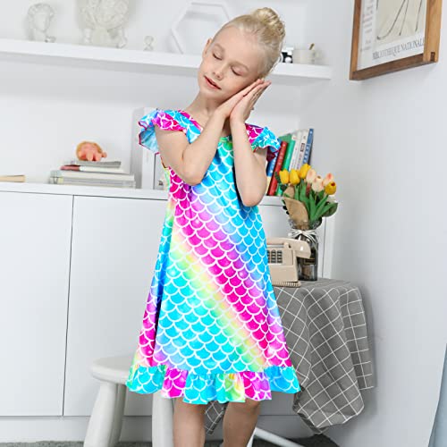 Image of Girls Nightgowns Unicorn Sleepwear Night Sleep Dress Pajamas Little Kids Toddler Soft Nightgown