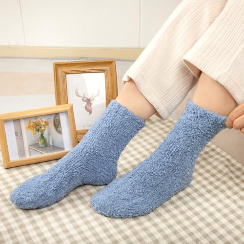 Image of Loritta 6 Pairs Womens Fuzzy Socks, Winter Warm Fluffy Slipper Socks