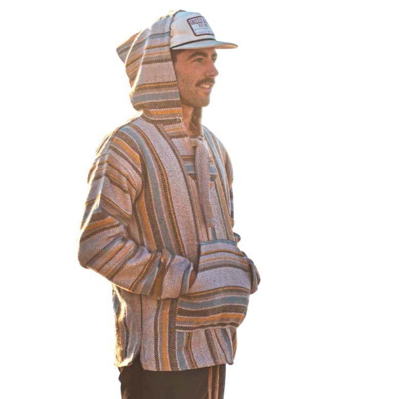 WP West PathAuthentic Baja Hoodie - Drug Rug Hoodie - Mexican Baja Hoodie - Baja Poncho - Grey