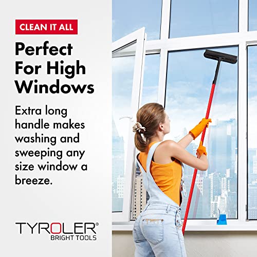 Tyroler Professional 2-in-1 Window Cleaning Squeegee Kit - Long Squeegee for High Windows & Glass, Indoor & Outdoor Cleaner Tool - Image 5