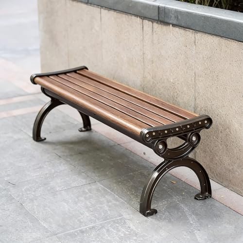 Banco de metal para parque con respaldo de aluminio fundido 2