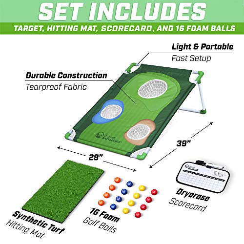 GoSports BattleChip Backyard Golf Cornhole Game, Includes Chipping Target, 16 Foam Balls, Hitting Mat and Carrying Case