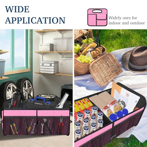 Image of Femuar Car Trunk Organizer, Car Storage Organizer with Large Capacity Waterproof Collapsible Trunk Organizer for Car Suv /Jeep /Sedan (Pink, Standard)