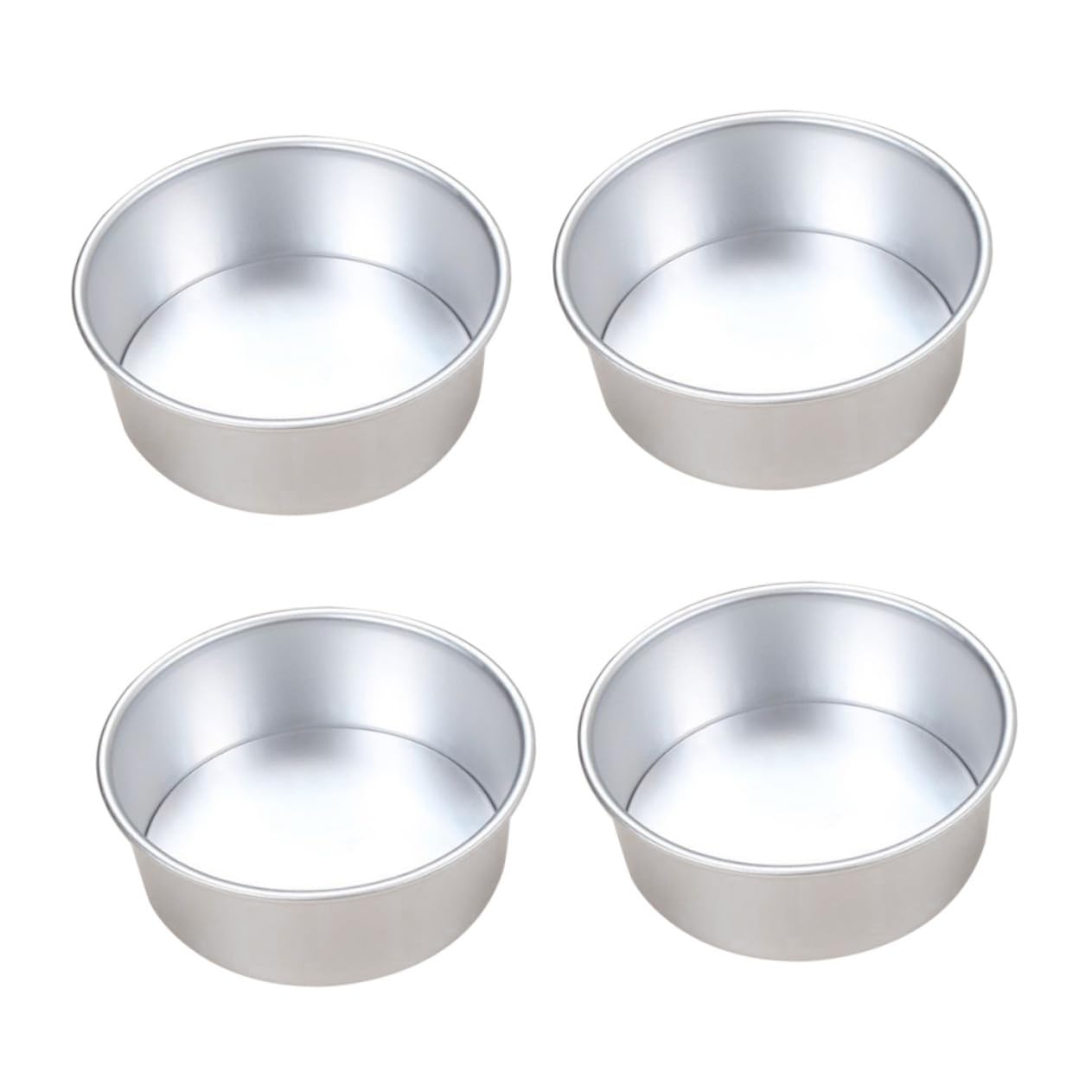 Molde Redondo para Pasteles de 6 Pulgadas de Aleación de Aluminio, 4 Piezas | Fondo Extraíble, Color Plata, para Postres y Galletas, Acabado Antiadherente