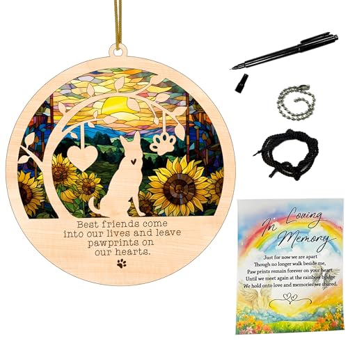NETHOMEWOODS German Shepherd Memorial Gifts, Personalized Dog Memorial Suncatcher, Gifts for German Shepherd Lovers, Loss of Dog Sympathy Gift, Dog Passing Away Gift, Bereavement Gifts