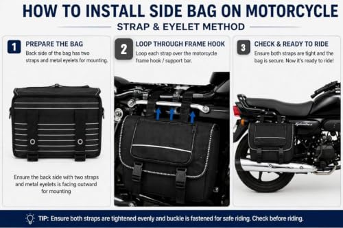Image of Saddle Bike Bag Motorcycle Side Box Artificial Leather Material Waterproof use for All Bikes /Black
