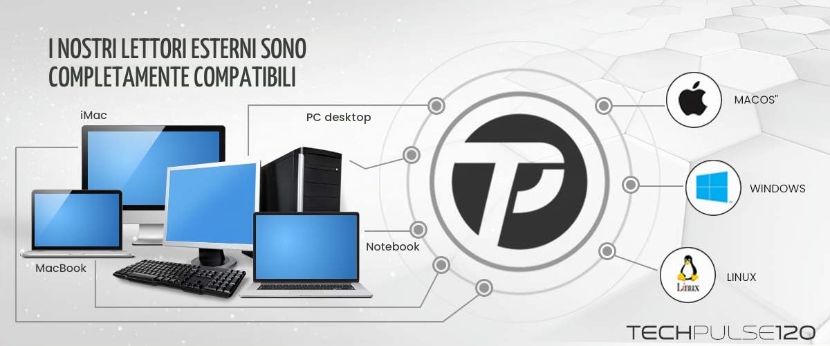 techPulse120 USB 3.0 Scrittore Lettore DVD CD Rom Masterizzatore Esterno Unità Adattatore Burner Bruciatore CD/DVD Esterna per PC Laptop Notebook Ultrabook Computer Apple Macbook Pro MacbookAir