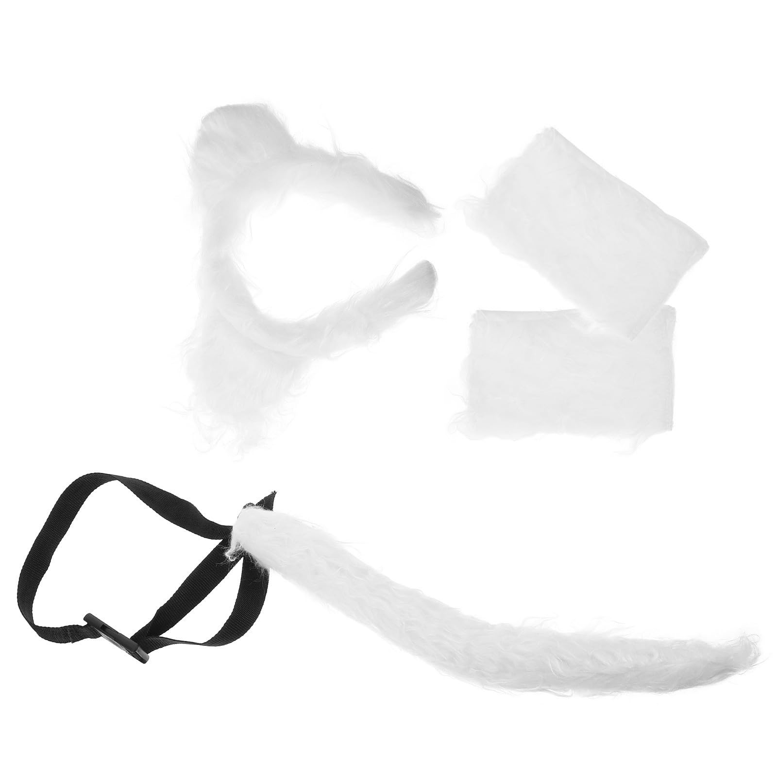 Healeved 4 Piezas Conjunto de Orejas y Cola de Canino para Mujer, Blanco,