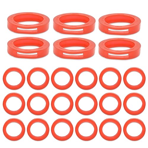 Joyangy Fundas para llaves de 24 mm, paquete de 24 etiquetas de codificación de goma roja para llaves de oficina, casa y apartamento
