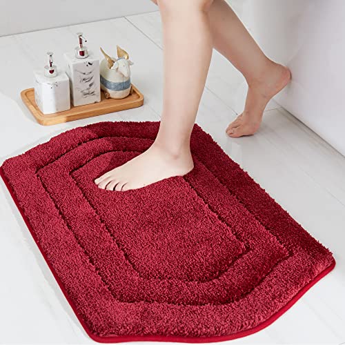 Cosy Homeer Extra Thick Bath Rug - Anti-Slip Red 20x32