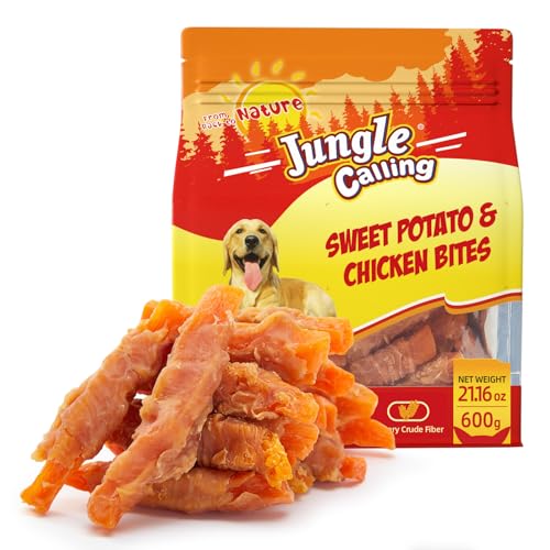 Jungle Calling 1.33lb Dog Treats for Medium/Large Breeds Rewards - Chicken Wrapped Sweet Potato Grain Free Rawhide Free Easy to Digest Treat Chews & Training Treats