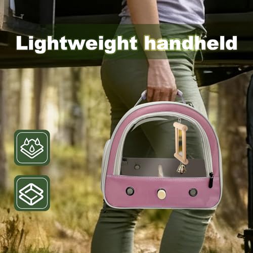 Image of Parrot Travel Cage with Bird Cage Bells Mirror Set,Portable Small Bird Parakeet Bag with Standing Perch and Comfy Mat Bird Carry Transport Bag with Clear Window Vet Visit Shopping