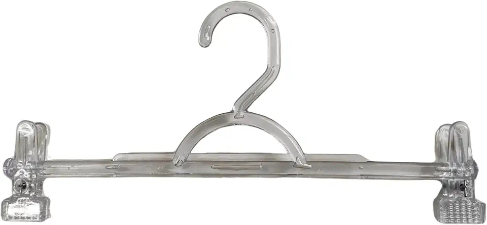 Cabides com Presilha 10 unidades em Acrílico Transparente, Cabide Saia, Shorts e Calça.