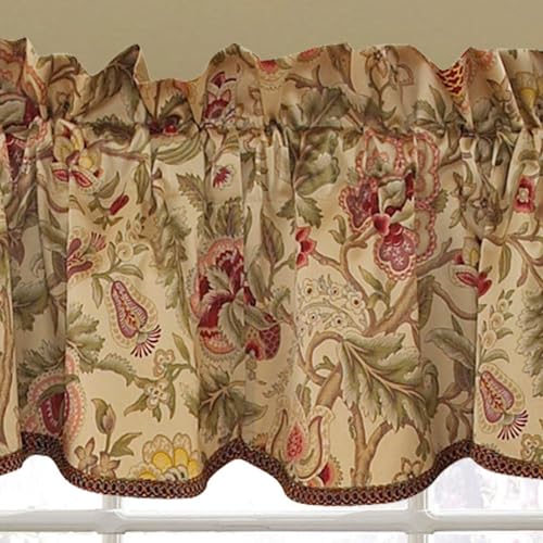 Waverly 10985050X015AN Imperial Dress Jacobean Floral Rod Pocket Valance For Windows In Bedroom, Kitchen, Or Living Room, 50 Inch X 15", Antique thumb #2