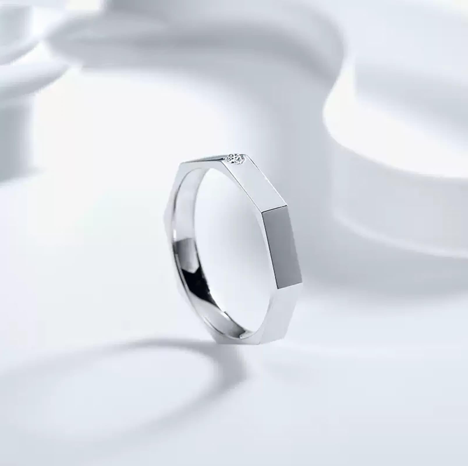 Anillo de compromiso para novio, anillo meñique para hombre, plata con diamante de 0,05 quilates Pt950 y oro blanco de 9 quilates, 14 quilates y 18 quilates