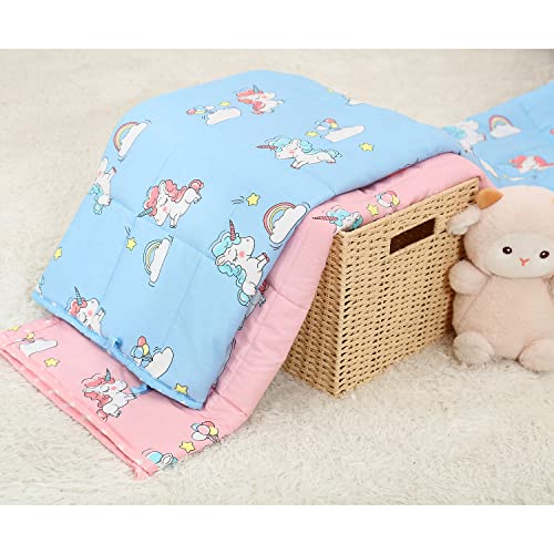 Alomidds Weighted Blanket (41"X60" 7Lbs, Blue), Weighted Blankets For Kids, Cooling Breathable Soft Cute Heavy Blanket Microfiber Material With Glass Beads #TOP5