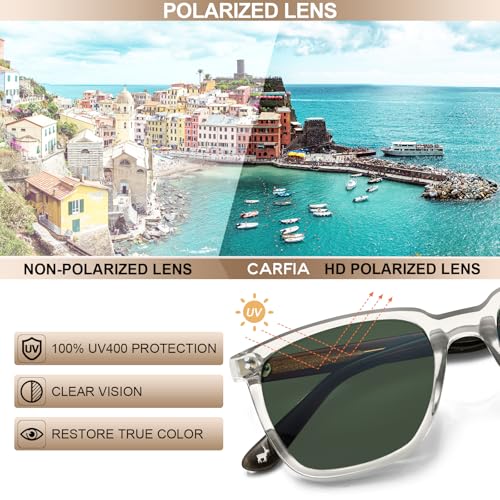 Image of CARFIA Acetate Polarized Sunglasses for Men UV400 Protection Classic Retro Square Shades Driving Glasses