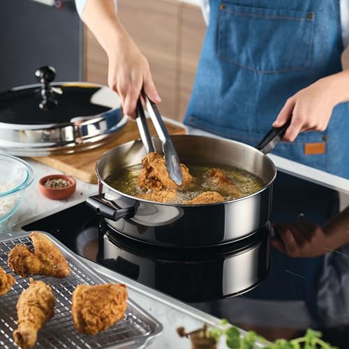 Image of Farberware Classic Series Anniversary Edition Stainless Steel Saute Pan and Lid with Helper Handle, Induction Suitable, 6 Quart Jumbo Cooker, Metal Utensil Safe - Stainless Steel