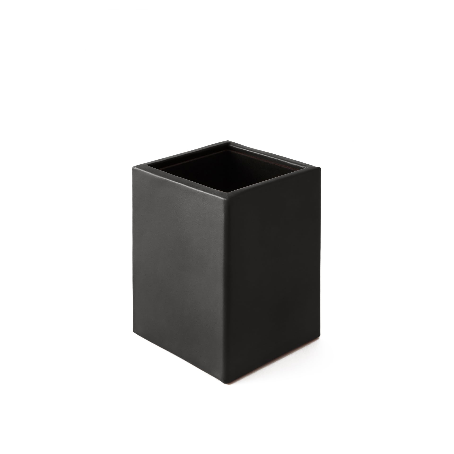 Eglooh - Minerva - Schreibtisch Stiftehalter Leder Anthrazit Grau - Quadratisches Design und handgefertigte Ausführungen - cm 7 x 7 x H.9,5 - Vollständig in Italien hergestellt