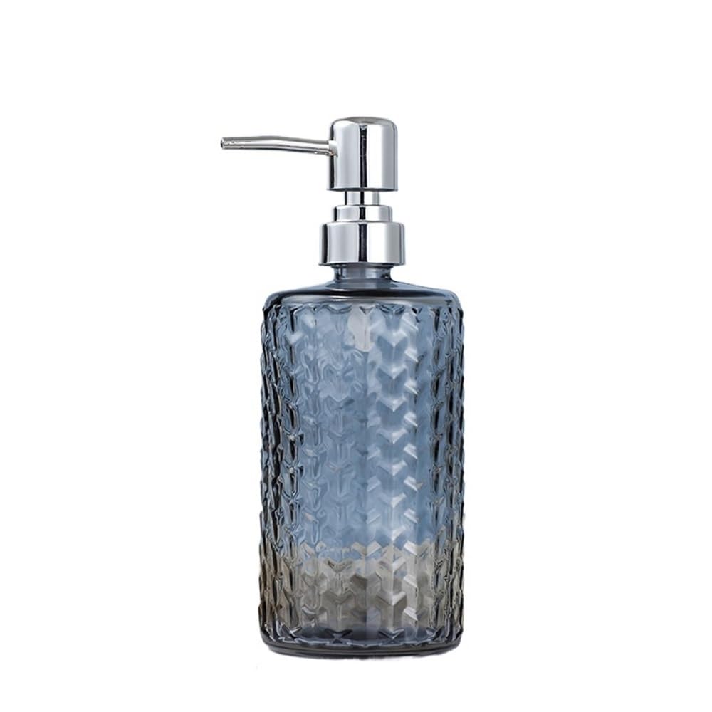 Cyairong-22 Gris Soap Dispenser Home/Hotel/Bathroom Glass Push Lotion Bottle 500Ml Soap Holder Transparent Cylindrical Blue/Clear Gray/Orange Pink(Gris)