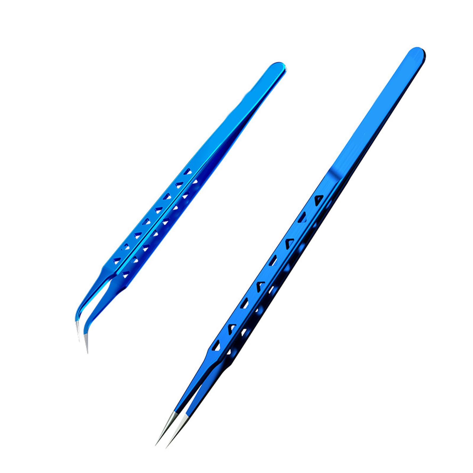 Buxuaaaa 2Pcs Professional Phone Repair Tweezers Set Stainless Steel Straight And Bent Tip Suitable For Electronics Work Ic Component Tweezers