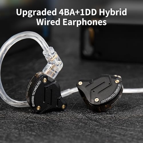 KZ ZS10 Pro IEM-Ohrhörer, KZ In-Ear-Monitor für Systerm, 4BA 1DD kabelgebundener Gaming-Kopfhörer mit Mehreren Treibern, In-Ear-Kopfhörer, IEM-Kopfhörer, Bühnenmonitor für Sänger, Gitarristen und