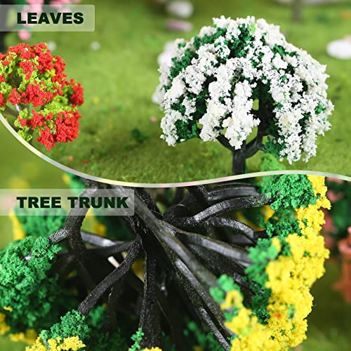 Yetaha 60 Pcs Miniature Trees Mixed Model Trees, Mixed Colors Flower Model Trees - Image 3