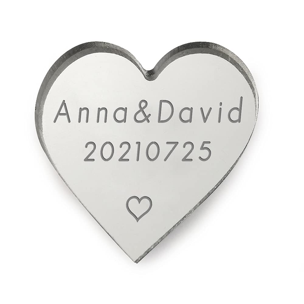 Personalized Wedding Favours Wedding Favours for Guests Party Wedding Decorations Mr & Mrs Any Text Wedding Heart Favours Love Heart Little Mini Gifts Tokens (Silver 100)