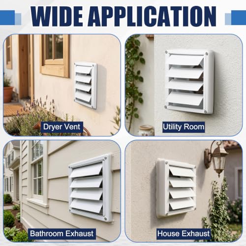 Image of Shimeyao 4 inch Wall Vent Cover Stainless Steel Outside Dryer Vent Covers for House Exhaust Duct Kit with Removable Extension Pipe 8 Inch and 4 Screw for House Outdoor Extended Air Pipe, White